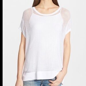 Rag & Bone White Jean Odette Short Sleeve Mesh Tee Size M
